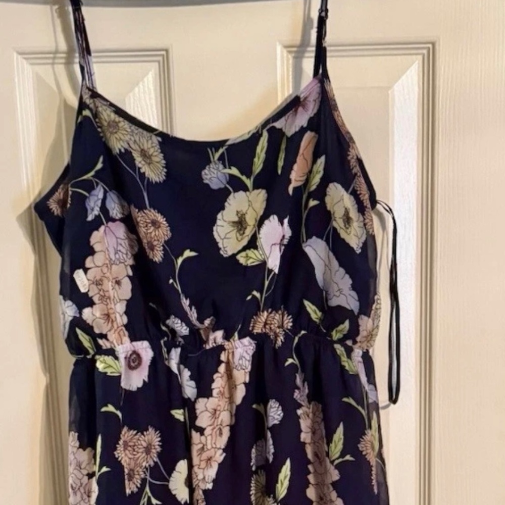 Forever 21 Blue Floral Thin Adjustable Strap Maxi Dress Size S Small
